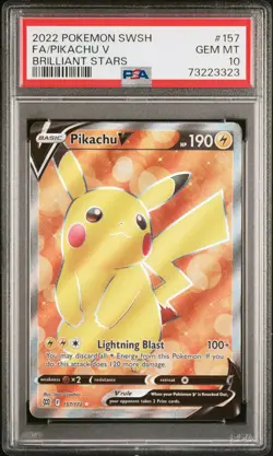 Pikachu V 2022 Pokemon Sword & Shield Brilliant Stars #157 PSA 10 - Image 1