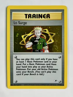 Lt. Surge 2000 Pokemon Gym Heroes Unlimited Holo #17/132 * Light Play * Swirl - Image 1