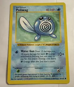 Pokemon TCG Poliwag Base Set 59/102 Regular Shadowless Common - Image 1