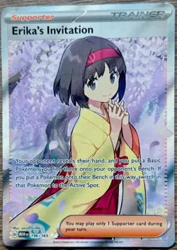 Erika's Invitation 196/165 151 Super Rare Full Art Holo Single Pokemon 151 - Image 1