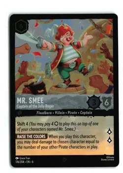MR. SMEE CAPTAIN OF THE JOLLY ROGER 176/204 SUPER RARE FOIL DISNEY LORCANA NM - Image 1