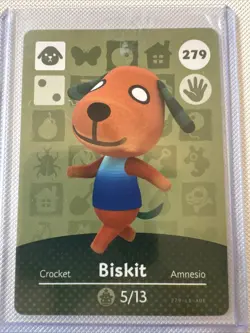 #279 Biskit AUTHENTIC Nintendo Animal Crossing Amiibo Card Series 3 - Image 2