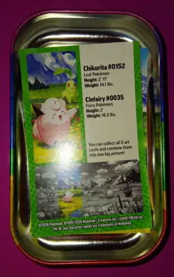 Pokemon Card Game Mini Tin, Sticker, & Art, ft. Clefairy & Chikorita, NO PACKS - Image 4