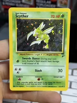 #2 Scyther 17/130 Base Set 2 2000 Holo Rare SWIRL WOTC Pokemon Card TCG - Image 3