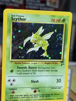 #2 Scyther 17/130 Base Set 2 2000 Holo Rare SWIRL WOTC Pokemon Card TCG - Image 5