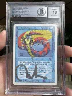 LORD OF ATLANTIS, ARTIST PROOF, REVISED, 1994 MTG, MELISSA BENSON, BAS 10!! - Image 3