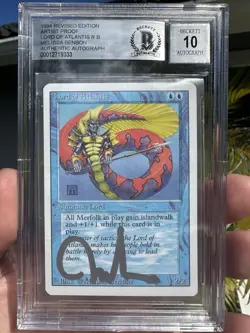 LORD OF ATLANTIS, ARTIST PROOF, REVISED, 1994 MTG, MELISSA BENSON, BAS 10! - Image 1