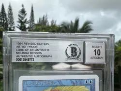 LORD OF ATLANTIS, ARTIST PROOF, REVISED, 1994 MTG, MELISSA BENSON, BAS 10! - Image 3