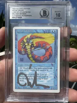 LORD OF ATLANTIS, ARTIST PROOF, REVISED, 1994 MTG, MELISSA BENSON, BAS 10! - Image 1