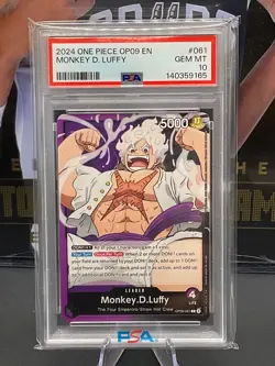 2024 One Piece English OP09-061 Monkey D Luffy PSA 10 GEM MINT - Image 1