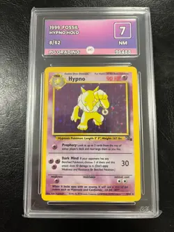 Pokemon Hypno 8/62 Fossil Holo Card Vintage - PG Graded 7 1999 - Image 1