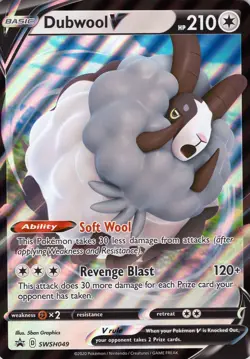 Pokemon TCG JUMBO SWSH049 Dubwool V Card - Image 1
