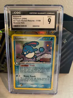 CGC 9 MINT Azumarill 2004 EX Team Rocket Returns 1/109 Holo Pokemon Card - Image 1