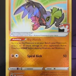Pokemon Radiant Hawlucha 081/189 Holo Radiant Rare Prize Pack Card 2022 - Image 2