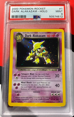 Dark Alakazam 1/82 Team Rocket Holo *1 SWIRL* 2000 Pokemon Card PSA 9 MINT - Image 1