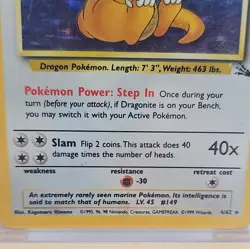 1999 Pokemon TCG Fossil 4/62 Dragonite Holo Card raw - Image 5