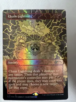 MTG CHAIN LIGHTNING Brdless/Ext Art FOIL SLD-Purrfection MINT RARE Ishiguro Art - Image 1