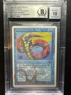 LORD OF ATLANTIS, ARTIST PROOF, REVISED, 1994 MTG, MELISSA BENSON, BAS 10!! - Image 1