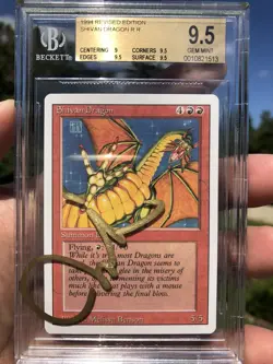 SHIVAN DRAGON, REVISED ED, 1994 MTG, BGS 9.5, GEM MINT, MELISSA BENSON SIGNED! - Image 1