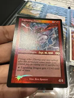 Lightning Dragon Urza’s Saga FOIL Pre-Release Promo Magic MTG NEAR MINT / NM - Image 1