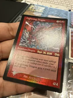 Lightning Dragon Urza’s Saga FOIL Pre-Release Promo Magic MTG NEAR MINT / NM - Image 2