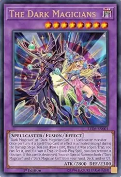 YugiOh! The Dark Magicians LED6-EN001 Ultra Rare Fusion 1st Edition - Image 1