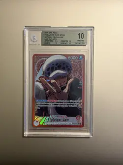 One Piece TCG English OP14-001 Trafalgar Law Leader Alt Art Azure Sea Seven POP1 - Image 1