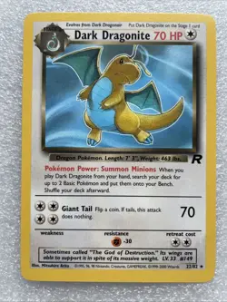 Pokemon Dark Dragonite TCG Card 22/82 Non-Holo Card Never played - Image 1