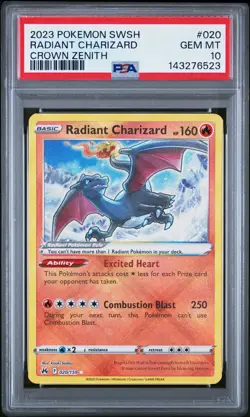 Pokemon TCG Radiant Charizard Crown Zenith Holo Ultra Rare Card 020/159 PSA 10 - Image 1