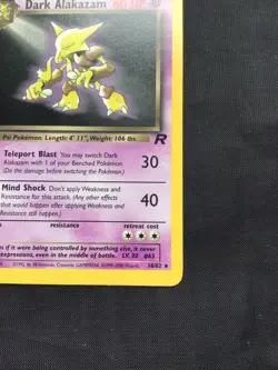 Pokemon Cards: Team Rocket 1st Edition Rare: Dark Alakazam 18/82 - Image 4
