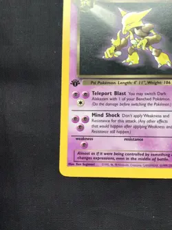 Pokemon Cards: Team Rocket 1st Edition Rare: Dark Alakazam 18/82 - Image 5