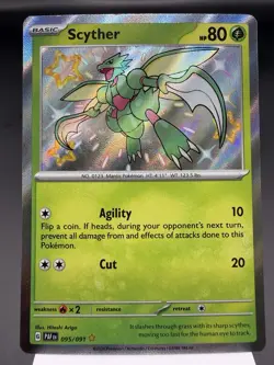 Scyther 095/091 - Shiny Holo Rare - Paldean Fates Pokemon Card NM - Image 1