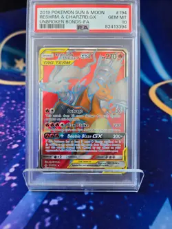 PSA 10 Reshiram Charizard GX #194 Unbroken Bonds Full Art Pokemon Card GEM - Image 1