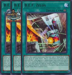 Yugioh! 3x B.E.F. Zelos MZMU-EN114 Rare 1st Ed NM - Image 1