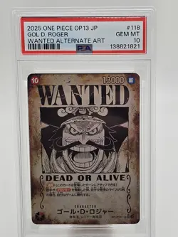 2025 One Piece Japanese OP13 Gol D. Roger Wanted SEC Alternate Art PSA 10 - Image 1