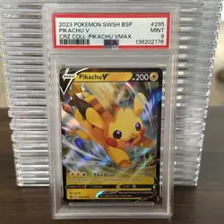 Pokemon TCG 2023 Pikachu v SWSH285 Basic Black Star Promo Crown Zenith Card - Image 1