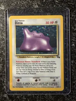 Pokemon TCG Ditto 3/62 Fossil Holo Rare Unlimited Trading Card LP Condition - Image 1