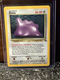 Pokemon TCG Ditto 3/62 Fossil Holo Rare Unlimited Trading Card LP Condition - Image 2