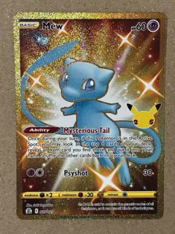 Pokemon TCG Mew Gold Secret Rare Card 025/025 Celebrations Series - Image 1