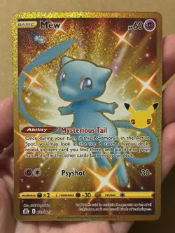 Pokemon TCG Mew Gold Secret Rare Card 025/025 Celebrations Series - Image 2