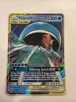 Pokemon TCG Magikarp Wailord Tag Team GX Full Art Holo Promo Card SM166 - Image 1