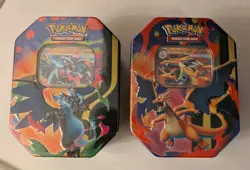 Pokemon TCG Mega Charizard ex Tin Set of 2 Tins Brand New Sealed - Image 1