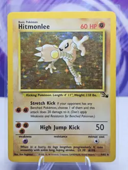 Hitmonlee 7/62 Fossil Holo Rare Vintage Pokemon TCG Card WOTC MP - Image 1