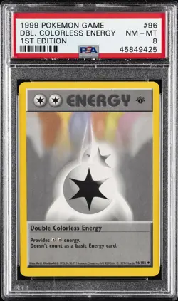 1999 POKEMON BASE SET 1ST EDITION #96 DOUBLE COLORLESS ENERGY PSA 8 - Image 1