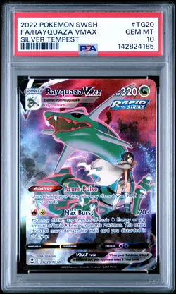 2022 POKEMON SWORD & SHIELD SILVER TEMPEST #TG20 FULL ART/RAYQUAZA VMAX PSA 10 - Image 1