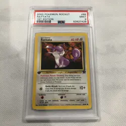 2000 Pokemon Team Rocket 1st Edition Rattata PSA 9 MINT 66/82 - Image 1