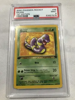 2000 Pokemon Team Rocket 1st Edition Ekans #56 PSA 9 MINT (d) - Image 1