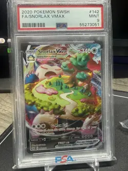 2020 POKEMON SWORD & SHIELD #142 FULL ART/SNORLAX VMAX PSA 9 - Image 1