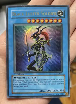 Black Luster Soldier SYE-024 1st Edition Ultra Rare LP/NM Starter Deck Yugi Holo - Image 1