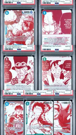 One Piece OP13 3rd Anni Treasure Pack Campaign Promo Set Of 7 Consecuitve PSA 10 - Image 1